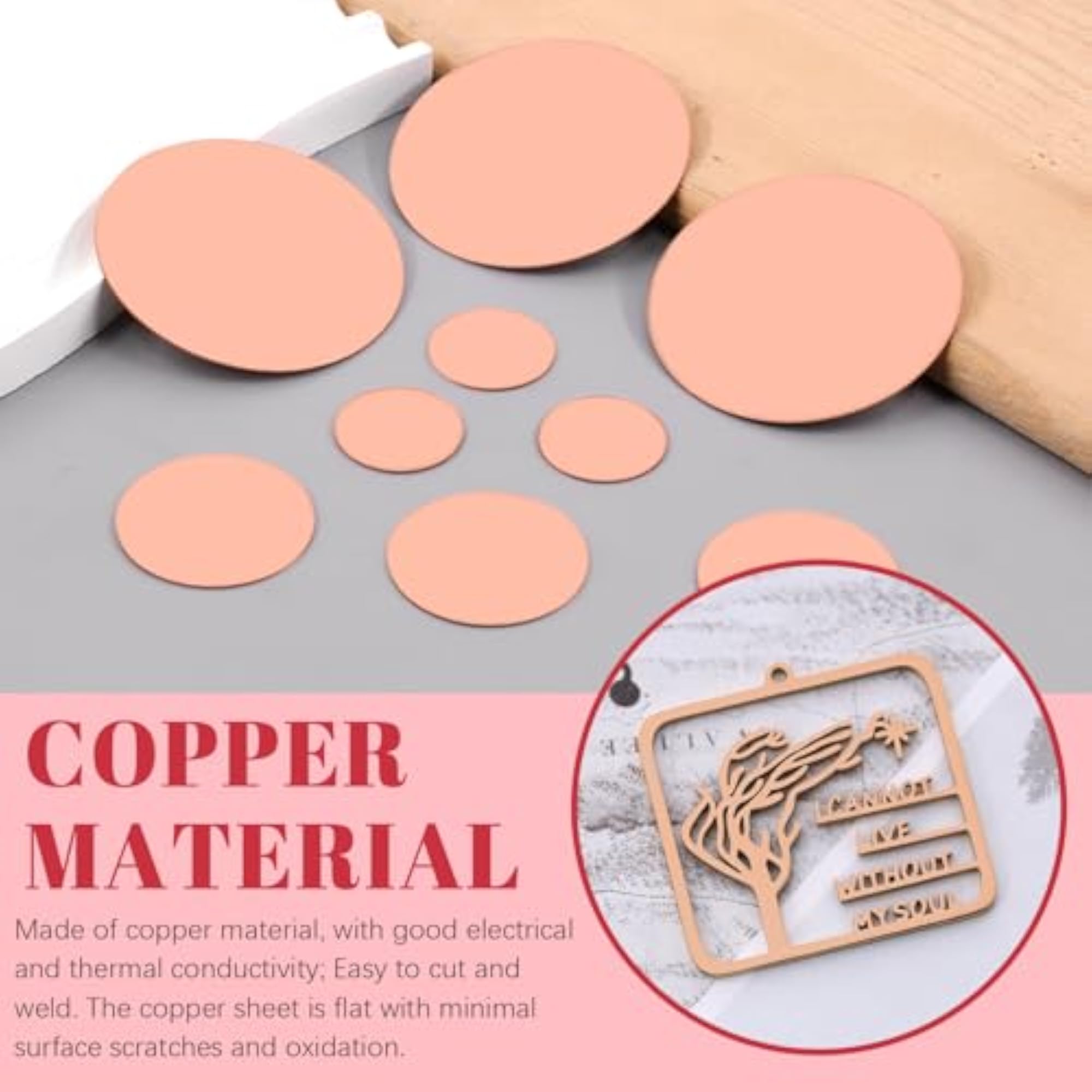 18Pcs Pure Copper Sheet Round Copper Plate Set